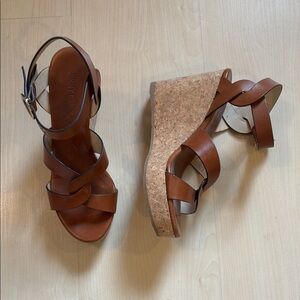 Jimmy Choo Aleili Cuoio/Brown Cork Wedges Sandals Women’s Sz. 39